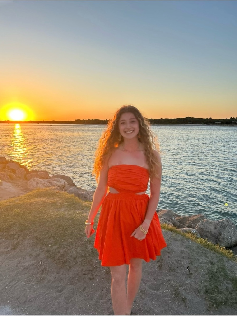 Mabel Strapless Ruched Cutout Mini Vibrant Orange Summer/Spring Beach Dress